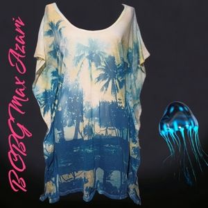 BCBG Max Azari Sheer Tropical Paradise Caftann